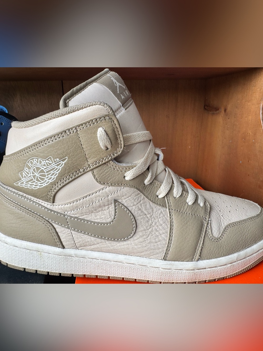 Jordan Men’s High-Top Sneakers in Taupe and Cream
